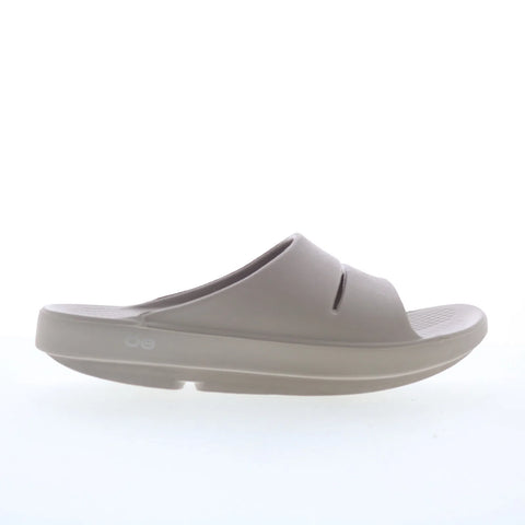 Oofos Ooahh 1100 Mens Beige Synthetic Slip On Slides Sandals Shoes