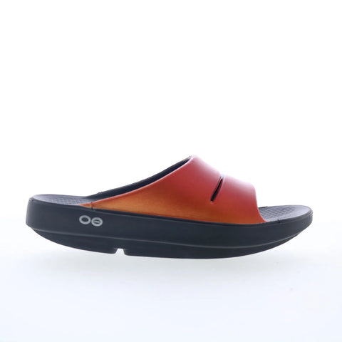 Oofos Ooahh 1101 Womens Red Synthetic Slip On Slides Sandals Shoes