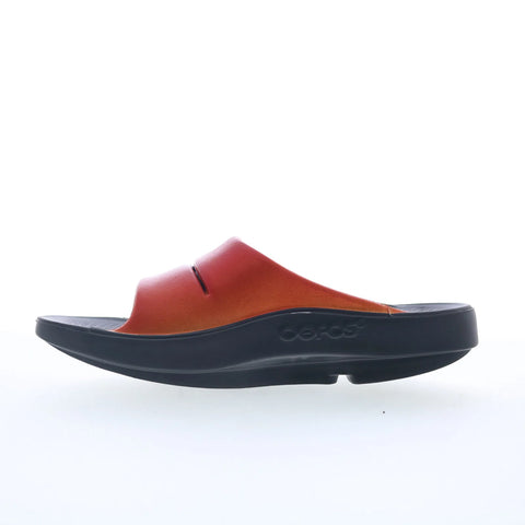 Oofos Ooahh 1101 Womens Red Synthetic Slip On Slides Sandals Shoes