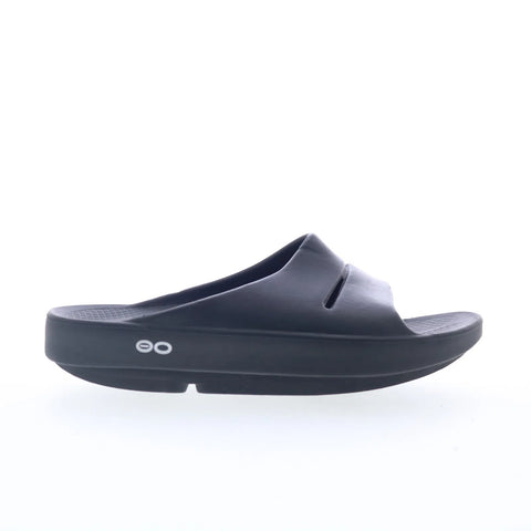 Oofos Ooahh Luxe 1101 Mens Black Synthetic Slip On Slides Sandals Shoes