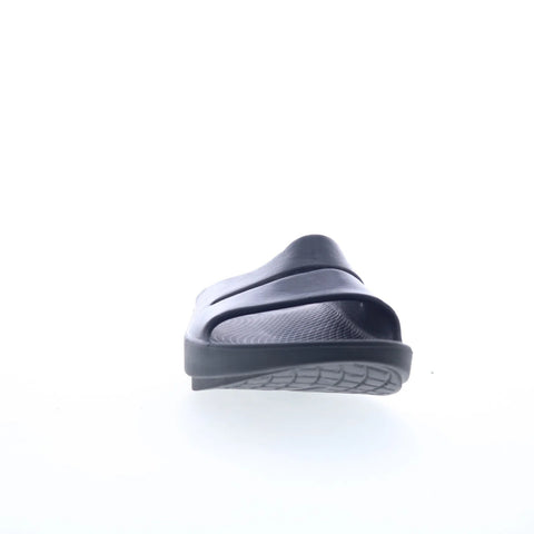 Oofos Ooahh Luxe 1101 Mens Black Synthetic Slip On Slides Sandals Shoes