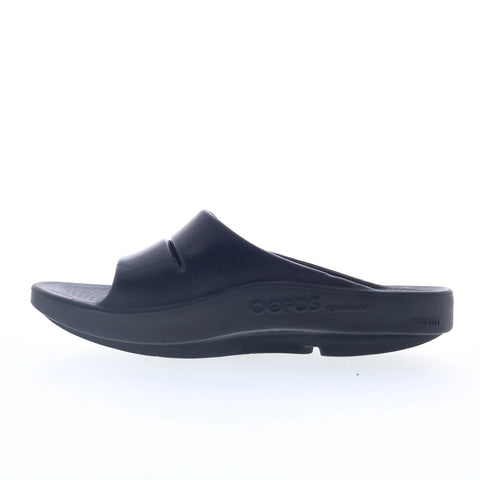 Oofos Ooahh Luxe 1101 Mens Black Synthetic Slip On Slides Sandals Shoes