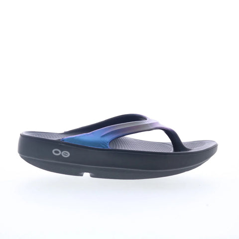 Oofos Oolala Luxe 1401 Womens Blue Synthetic Slip On Flip-Flops Sandals Shoes