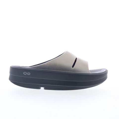 Oofos Oomega Ooahh 1111 Womens Brown Synthetic Slip On Slides Sandals Shoes