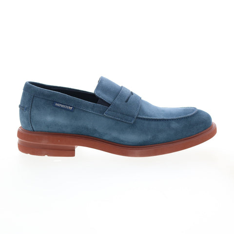 Mephisto Orelien Mens Blue Suede Slip On Loafers & Slip Ons Penny Shoes