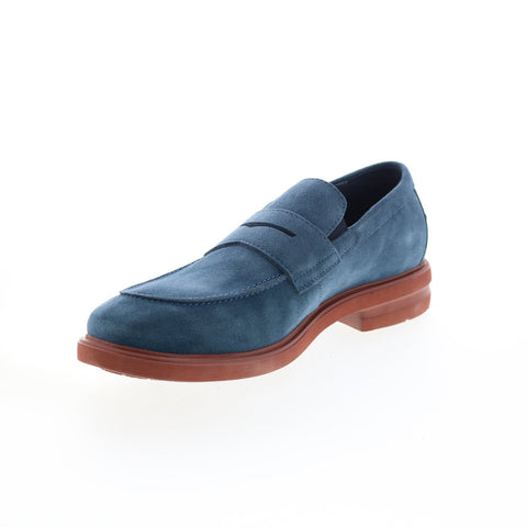 Mephisto Orelien Mens Blue Suede Slip On Loafers & Slip Ons Penny Shoes