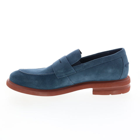 Mephisto Orelien Mens Blue Suede Slip On Loafers & Slip Ons Penny Shoes