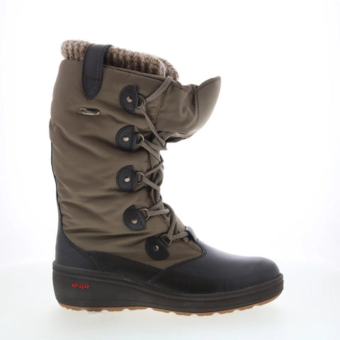 Pajar Oria 54671 Womens Brown Canvas Lace Up Mid Calf Boots