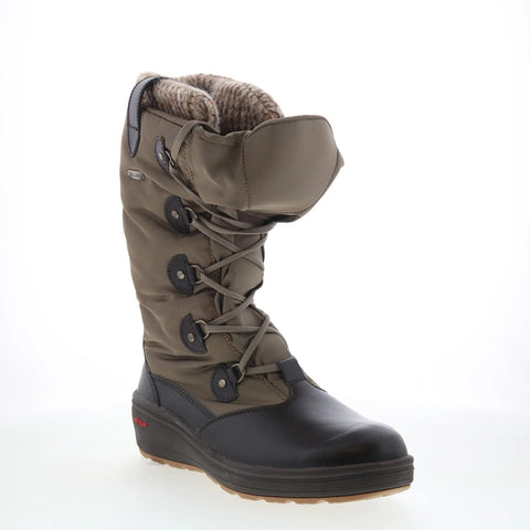 Pajar Oria 54671 Womens Brown Canvas Lace Up Mid Calf Boots