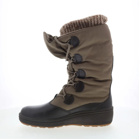 Pajar Oria 54671 Womens Brown Canvas Lace Up Mid Calf Boots