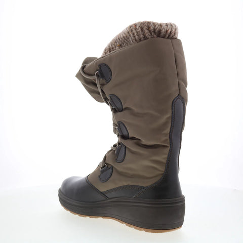Pajar Oria 54671 Womens Brown Canvas Lace Up Mid Calf Boots