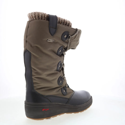 Pajar Oria 54671 Womens Brown Canvas Lace Up Mid Calf Boots