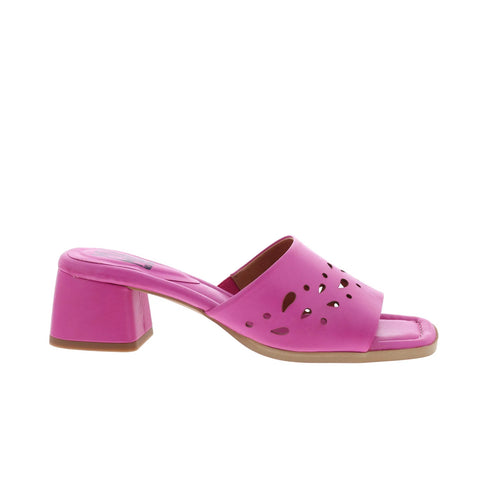 Miz Mooz Oriana Womens Pink Leather Slip On Heeled Sandals Shoes