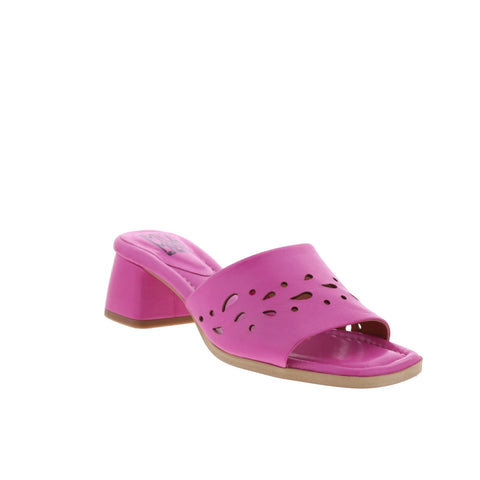 Miz Mooz Oriana Womens Pink Leather Slip On Heeled Sandals Shoes