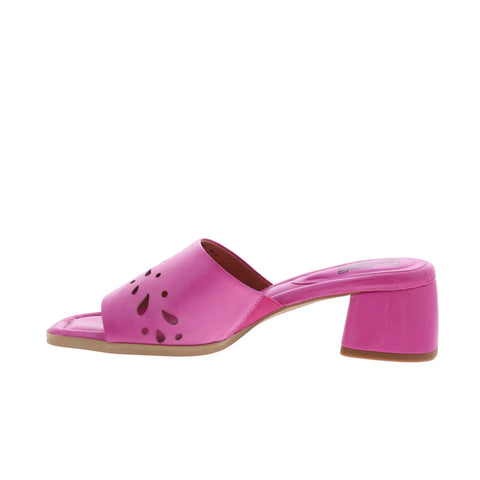 Miz Mooz Oriana Womens Pink Leather Slip On Heeled Sandals Shoes