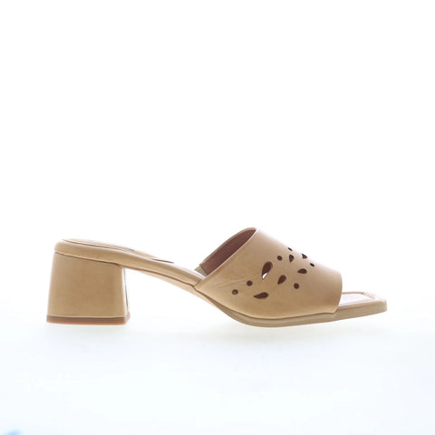 Miz Mooz Oriana Womens Brown Leather Slip On Heeled Sandals Shoes