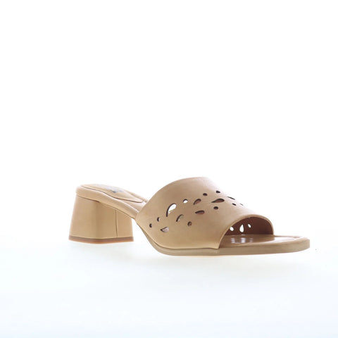 Miz Mooz Oriana Womens Brown Leather Slip On Heeled Sandals Shoes
