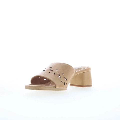 Miz Mooz Oriana Womens Brown Leather Slip On Heeled Sandals Shoes