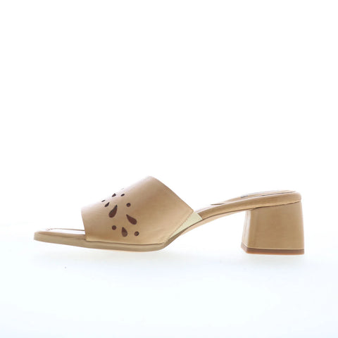 Miz Mooz Oriana Womens Brown Leather Slip On Heeled Sandals Shoes