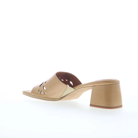 Miz Mooz Oriana Womens Brown Leather Slip On Heeled Sandals Shoes