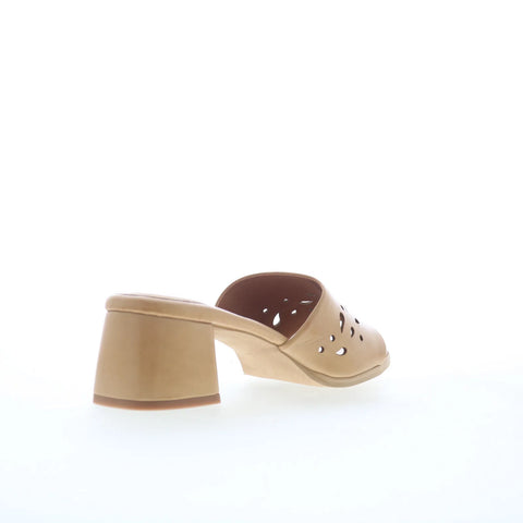 Miz Mooz Oriana Womens Brown Leather Slip On Heeled Sandals Shoes