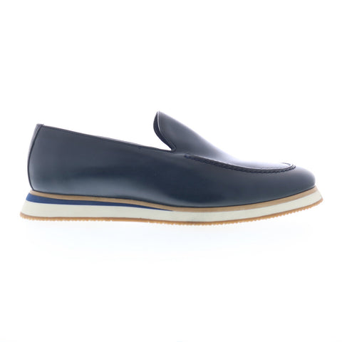 Studio Belvedere Oscar Mens Blue Leather Loafers & Slip Ons Casual Shoes