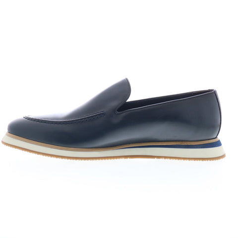 Studio Belvedere Oscar Mens Blue Leather Loafers & Slip Ons Casual Shoes