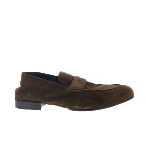Di Bianco Otranto Mens Brown Suede Slip On Loafers & Slip Ons Penny Sh