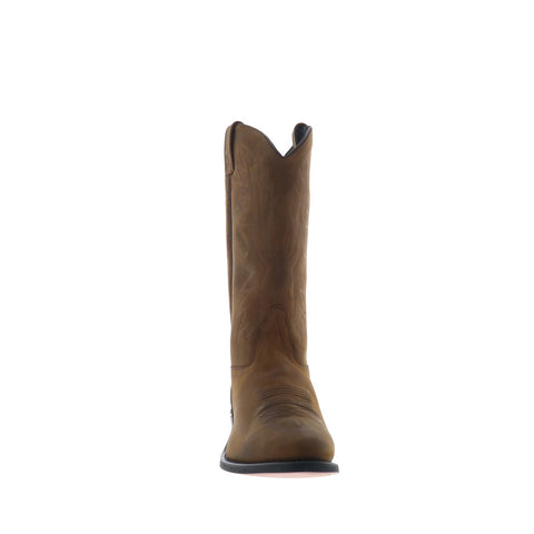 Jama Old West OW2011 Mens Brown Wide Nubuck Slip On Cowboy Western Boots