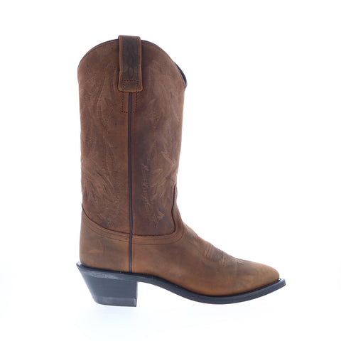 Jama Old West OW2011L Womens Brown Leather Slip On Cowboy Western Boots