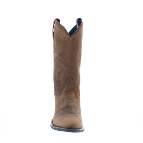 Jama Old West OW2011L Womens Brown Leather Slip On Cowboy Western Boots