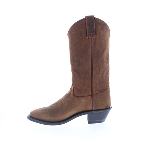 Jama Old West OW2011L Womens Brown Leather Slip On Cowboy Western Boots