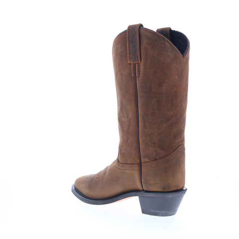 Jama Old West OW2011L Womens Brown Leather Slip On Cowboy Western Boots