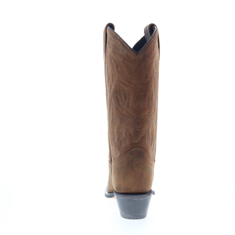 Jama Old West OW2011L Womens Brown Leather Slip On Cowboy Western Boots