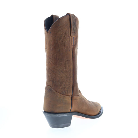 Jama Old West OW2011L Womens Brown Leather Slip On Cowboy Western Boots