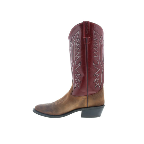 Jama Old West OW2016 Mens Brown Leather Slip On Cowboy Western Boots