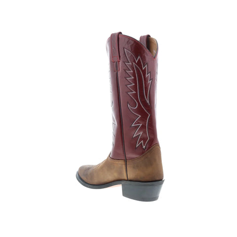 Jama Old West OW2016 Mens Brown Leather Slip On Cowboy Western Boots