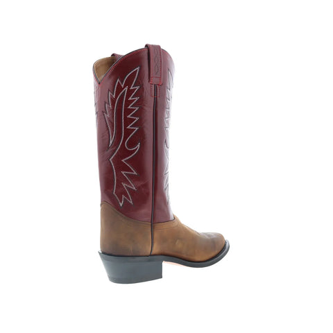 Jama Old West OW2016 Mens Brown Leather Slip On Cowboy Western Boots