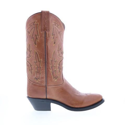 Jama Old West OW2029L Womens Brown Leather Slip On Cowboy Western Boots