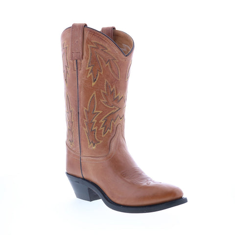 Jama Old West OW2029L Womens Brown Leather Slip On Cowboy Western Boots