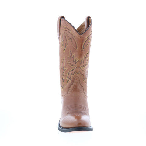 Jama Old West OW2029L Womens Brown Leather Slip On Cowboy Western Boots