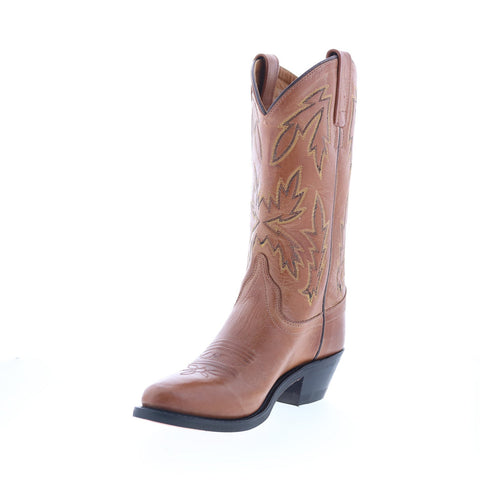 Jama Old West OW2029L Womens Brown Leather Slip On Cowboy Western Boots