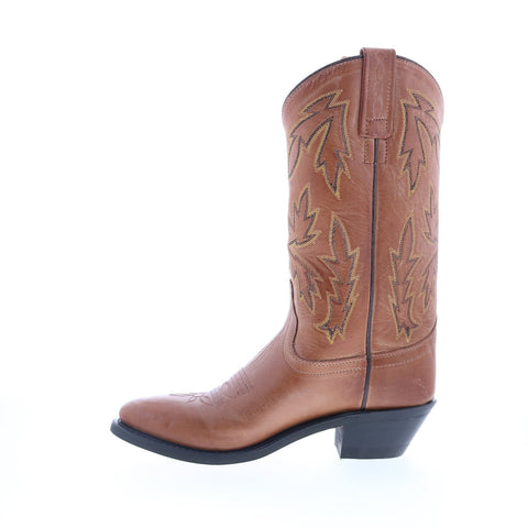 Jama Old West OW2029L Womens Brown Leather Slip On Cowboy Western Boots