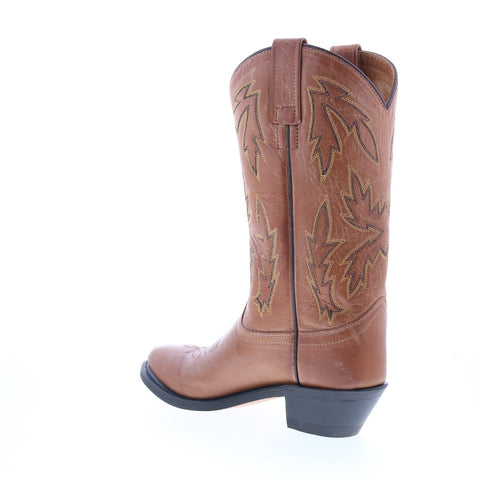 Jama Old West OW2029L Womens Brown Leather Slip On Cowboy Western Boots
