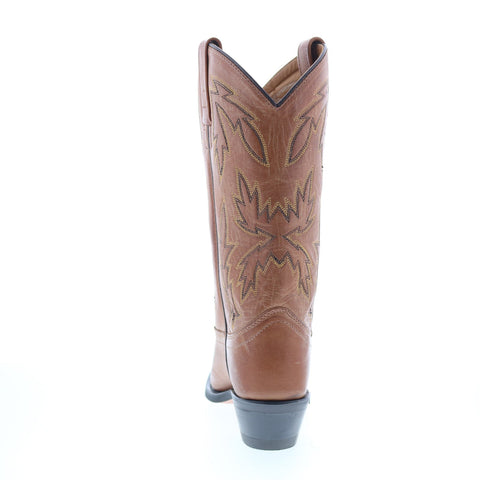 Jama Old West OW2029L Womens Brown Leather Slip On Cowboy Western Boots