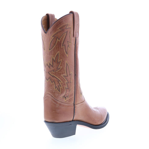 Jama Old West OW2029L Womens Brown Leather Slip On Cowboy Western Boots