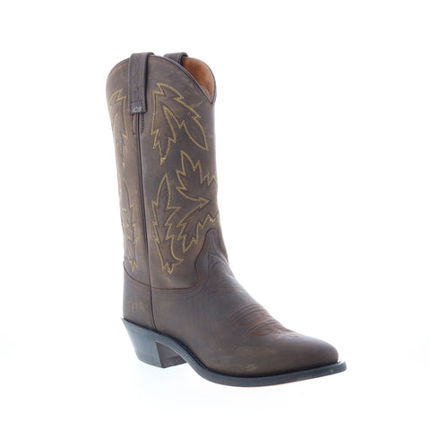Jama Old West OW2051L Womens Brown Leather Slip On Cowboy Western Boots