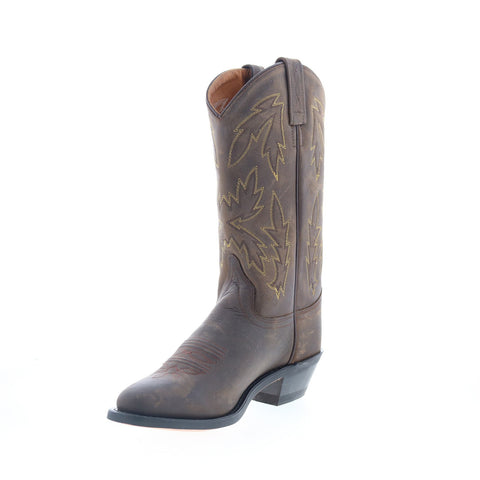 Jama Old West OW2051L Womens Brown Leather Slip On Cowboy Western Boots