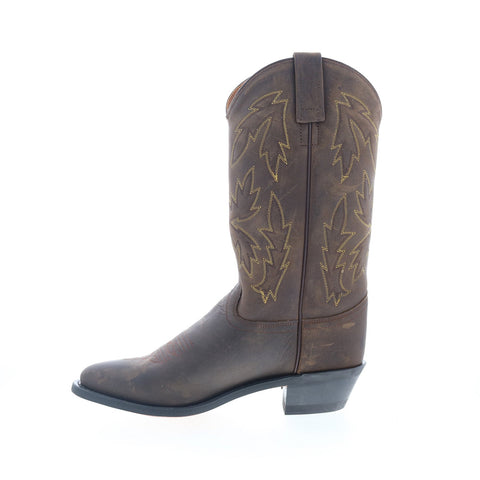 Jama Old West OW2051L Womens Brown Leather Slip On Cowboy Western Boots