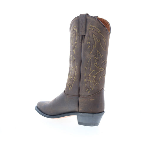 Jama Old West OW2051L Womens Brown Leather Slip On Cowboy Western Boots